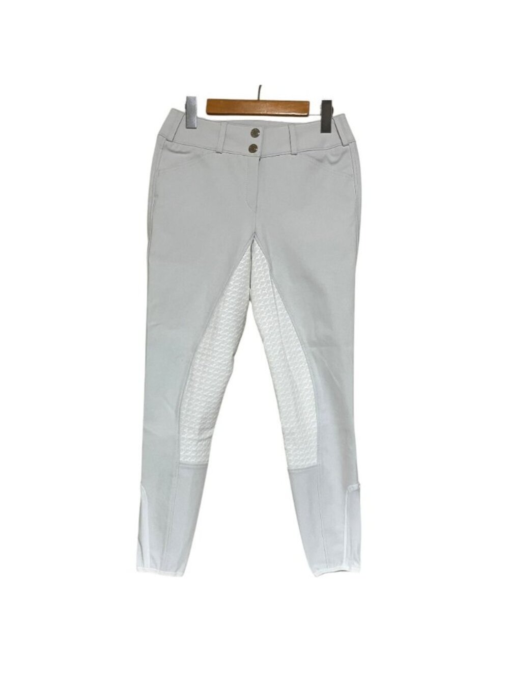 Hermes Sellier Buttons Cheval Print Ridingpants Jockey Pants Light Gray White